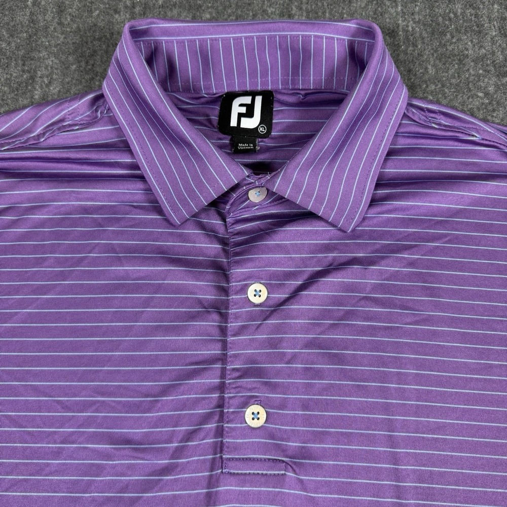FootJoy FJ Men's Golf Polo Shirt XL Purple Striped Short Sleeve Performance